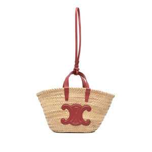 Pre-Loved Celine Small Raffia Cuir Triomphe Classic Panier Tote